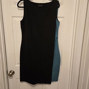 St. John black & teal dress